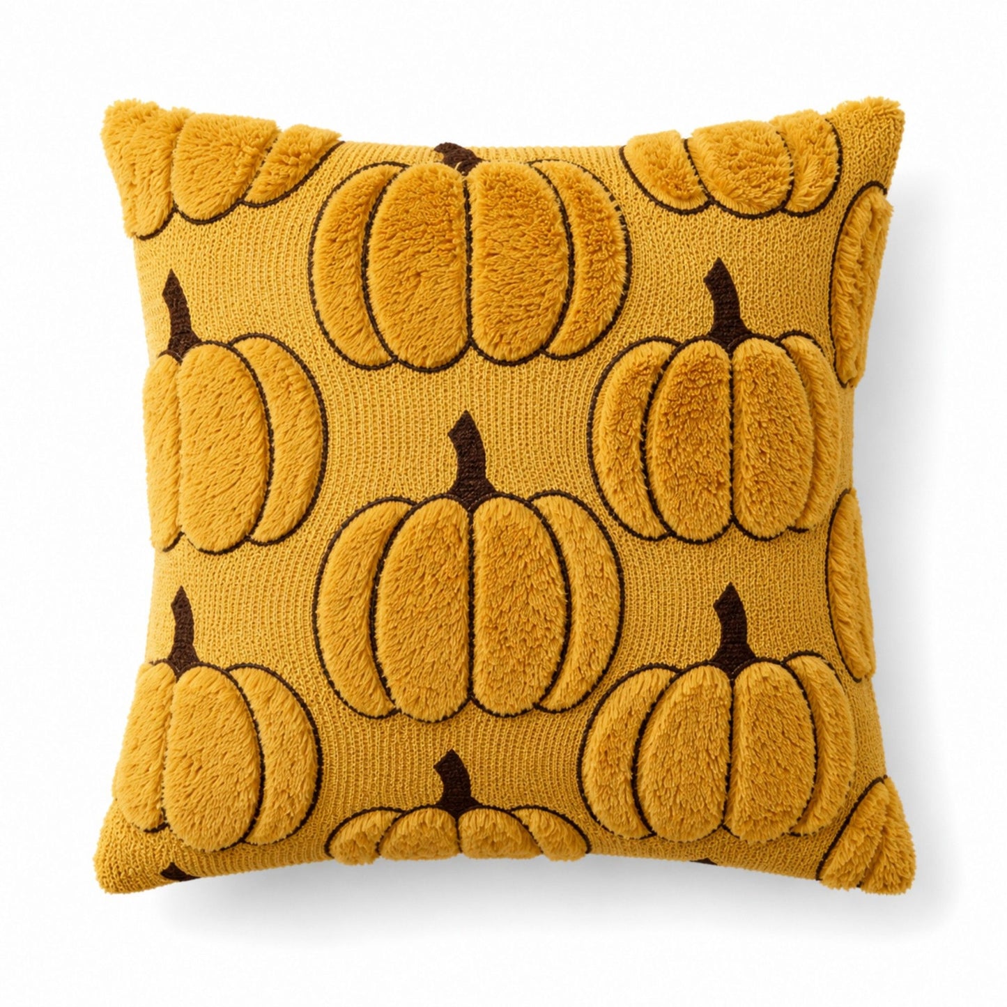 Plush Pumpkin Throw Pillow Cover Square Decorative Fall Cushion Cover