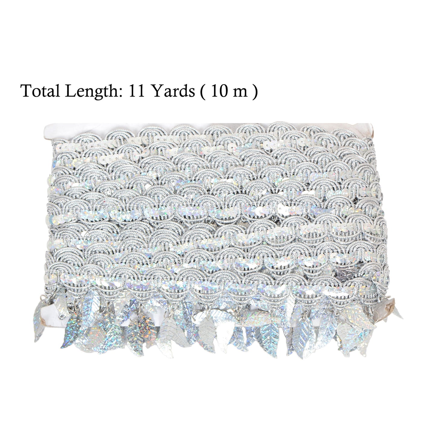 Sewing Fringe Trim, 11 Yards Leaf Tassel Sequin Trim Metallic Braided Lace Ribbon for DIY Craft Party Costume Curtain Decoration