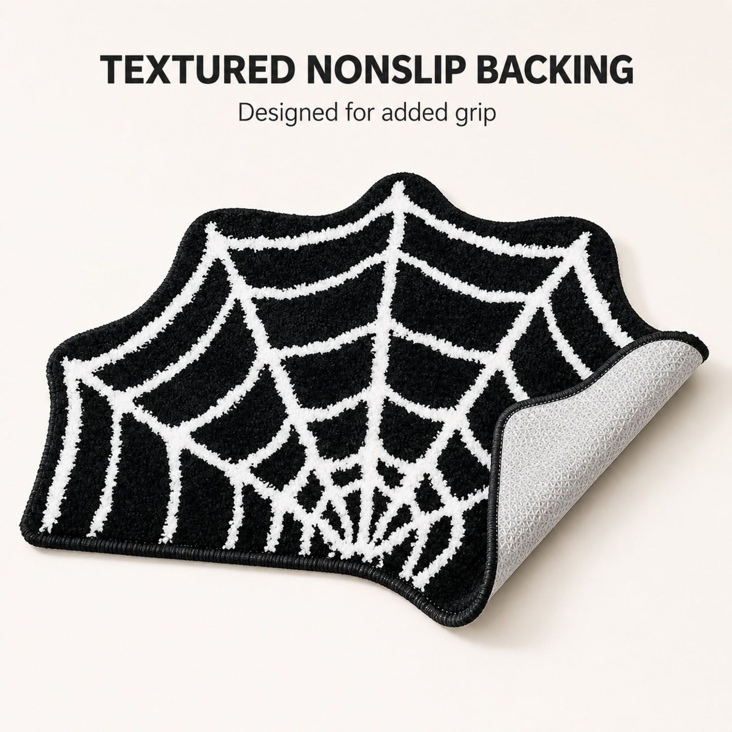 Halloween Spider Web Shaped Bath Mat Nonslip Accent Rug 15.7 x 23.6 Inches