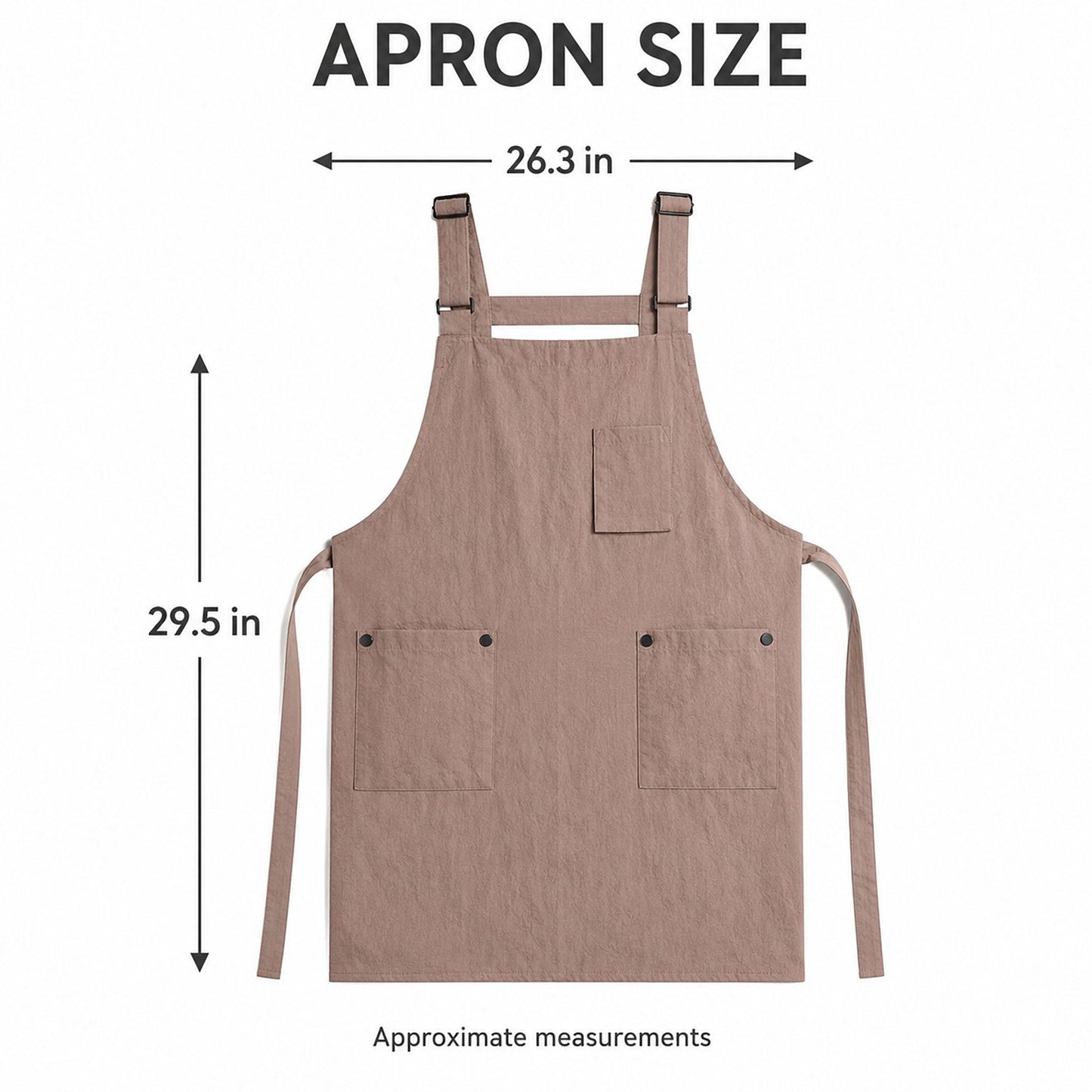 Water Resistant Utility Apron with Adjustable Straps and Three Pockets