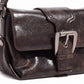 Distressed-Look Flap Shoulder Bag with Metal Clasp