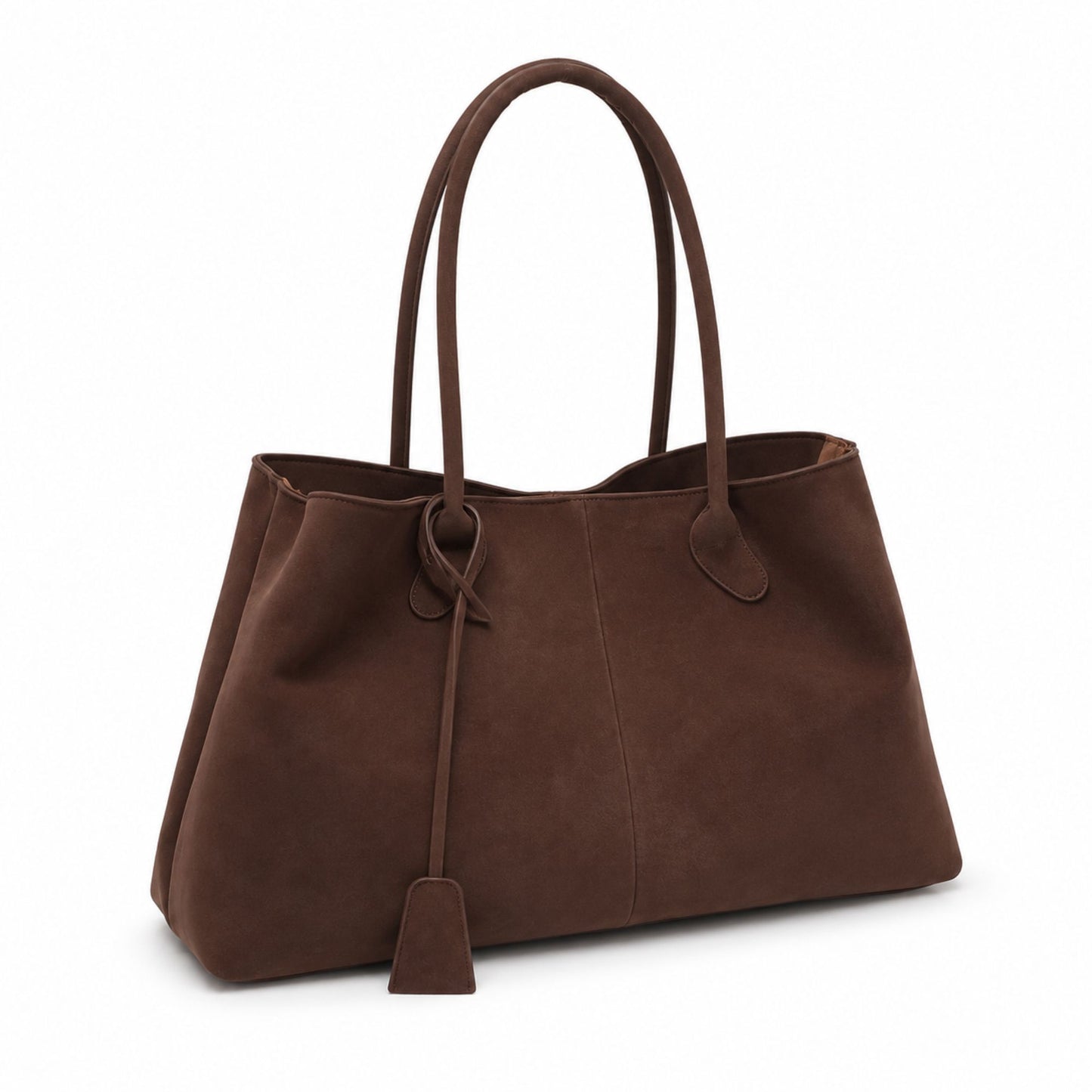 Faux Suede Shoulder Tote Bag Large Capacity Handbag with Magnetic Closure