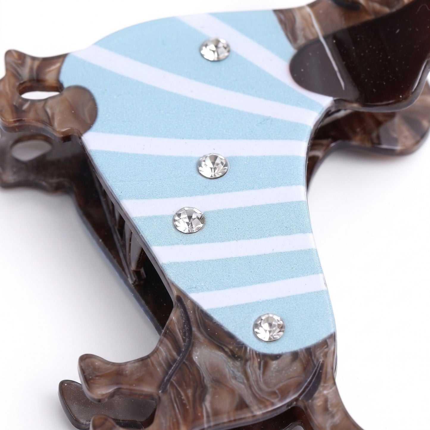 3pc Dachshund Dog Hair Claw Clip Set Striped Rhinestone Puppy Hair Accessories