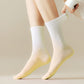 Gradient Color Athletic Crew Socks Non Slip Silicone Cushioned Sole for Yoga Jogging 2 Pairs