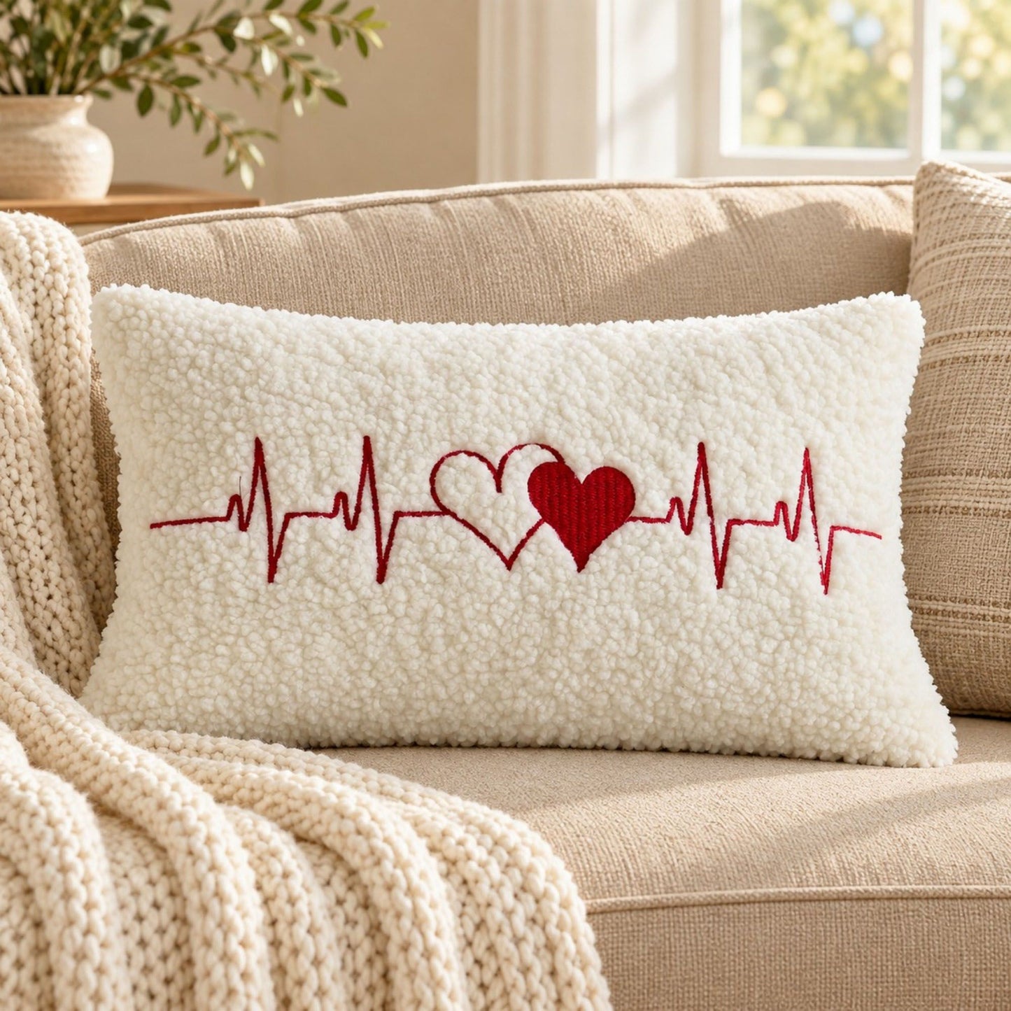 Heart Tufted Decorative Throw Pillow Cover 11.8 x 19.7 in (Single Piece)