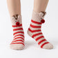 Fuzzy Reindeer Crew Socks 2 Pair US 5-10.5