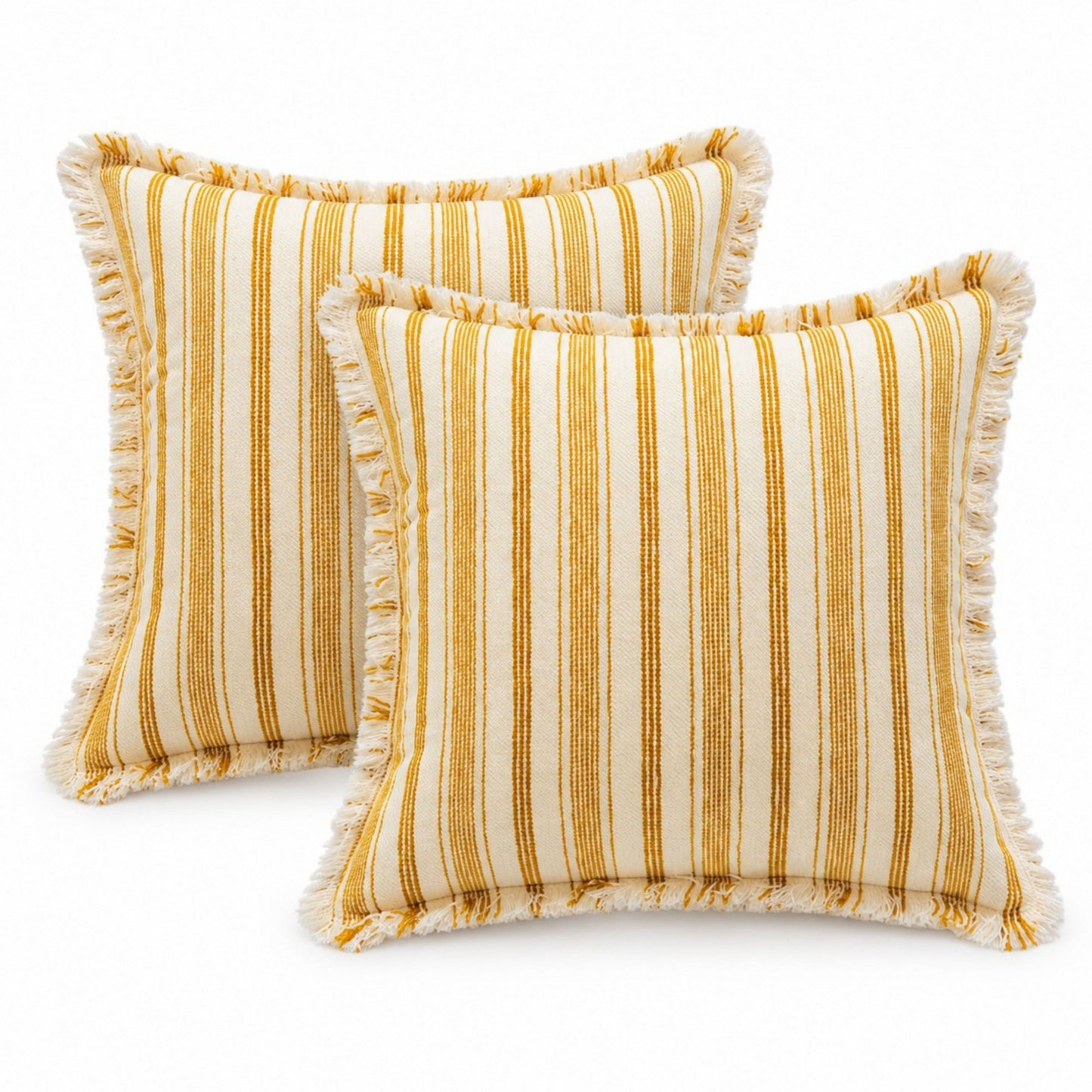 Striped Fringe Decorative Throw Pillow Cover Set of 2