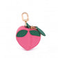 Pear Pouch Bag Charm with Zipper Closure and Gold Tone Clip