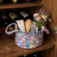 Floral Quilted Fabric Storage Basket with Carry Handles