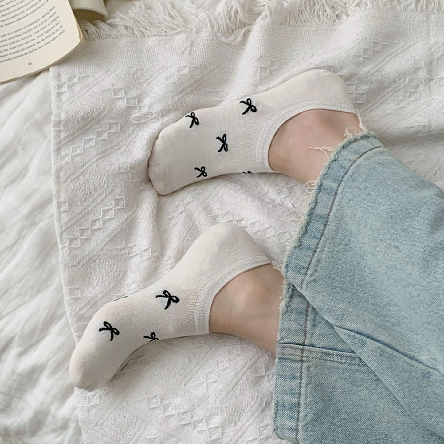 No - Show Liner Socks with Bow Pattern 5Pk