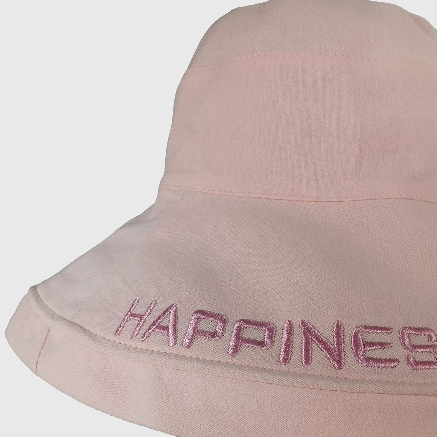 Women's HAPPINESS Embroidered Wide - Brim Bucket Hat