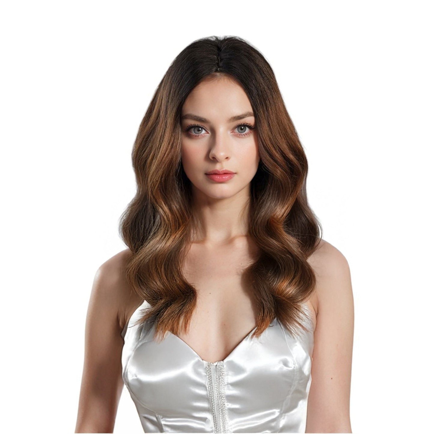 22 Inch Long Wavy Wig Heat-Resistant Synthetic Fiber for Daily and Party Use