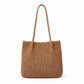 Soft Woven Shoulder Tote Bag with Zip Top and Double Shoulder Handles