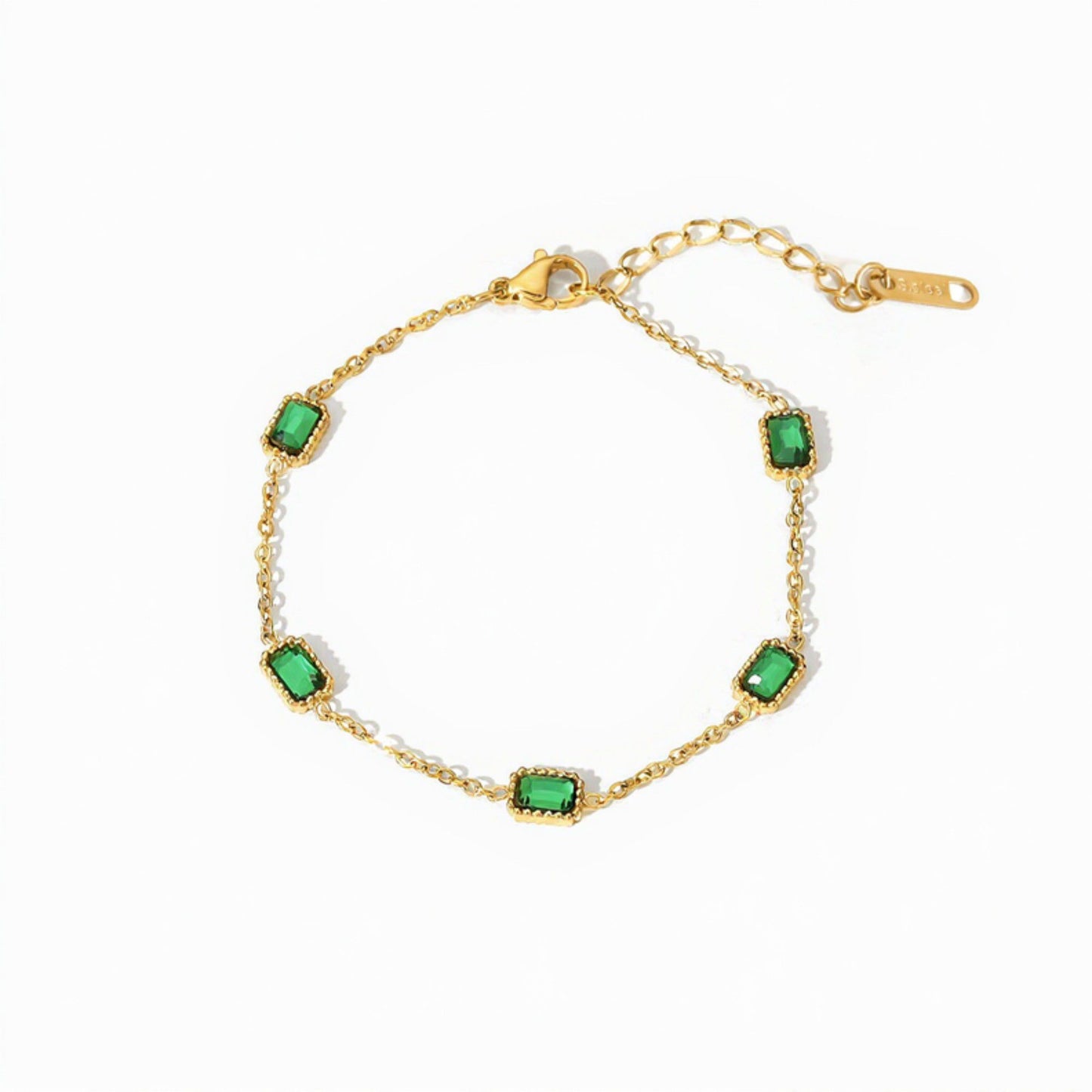 Women's Faceted Gem Station Bracelet with Delicate Linked Chain and Modern Minimalist Detailing for a Refined Everyday Accent
