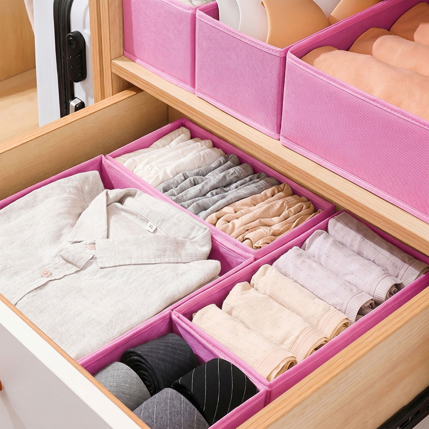 6 Piece Drawer Organizer Set Closet Storage Bins for Underwear Socks Foldable Storage Boxes