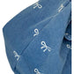 Denim Tote Bag with Printed Bow Design and Large Spacious Interior