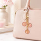 3pc Tree Medallion Keychain Bag Charm with Rhinestone Trim Gold Tone Chain and Clip
