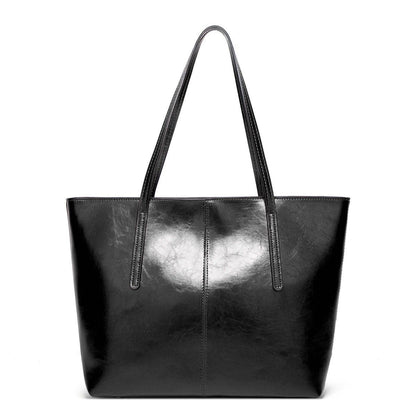 Large Faux Leather Tote Bag with Zip Closure and Interior Pockets