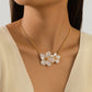 Women's Enamel Flower Pendant Necklace with Gold Chain