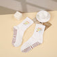 Non Slip Grip Yoga Socks Cute Embroidered Pilates Socks Crew Socks for Yoga Barre Dance 2 Pack