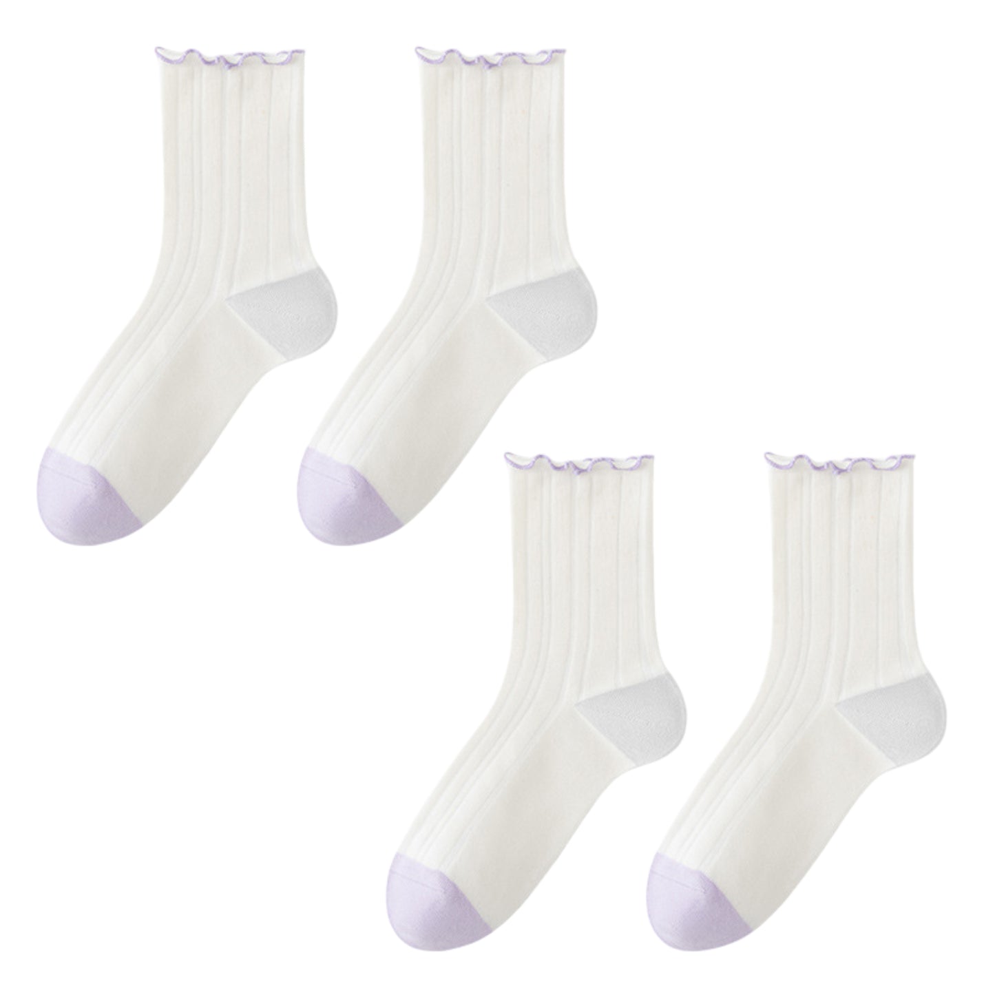 Cotton Crew Socks Color Block Casual Fashion Socks Soft Breathable Stretch Ribbed Socks 2 Pack
