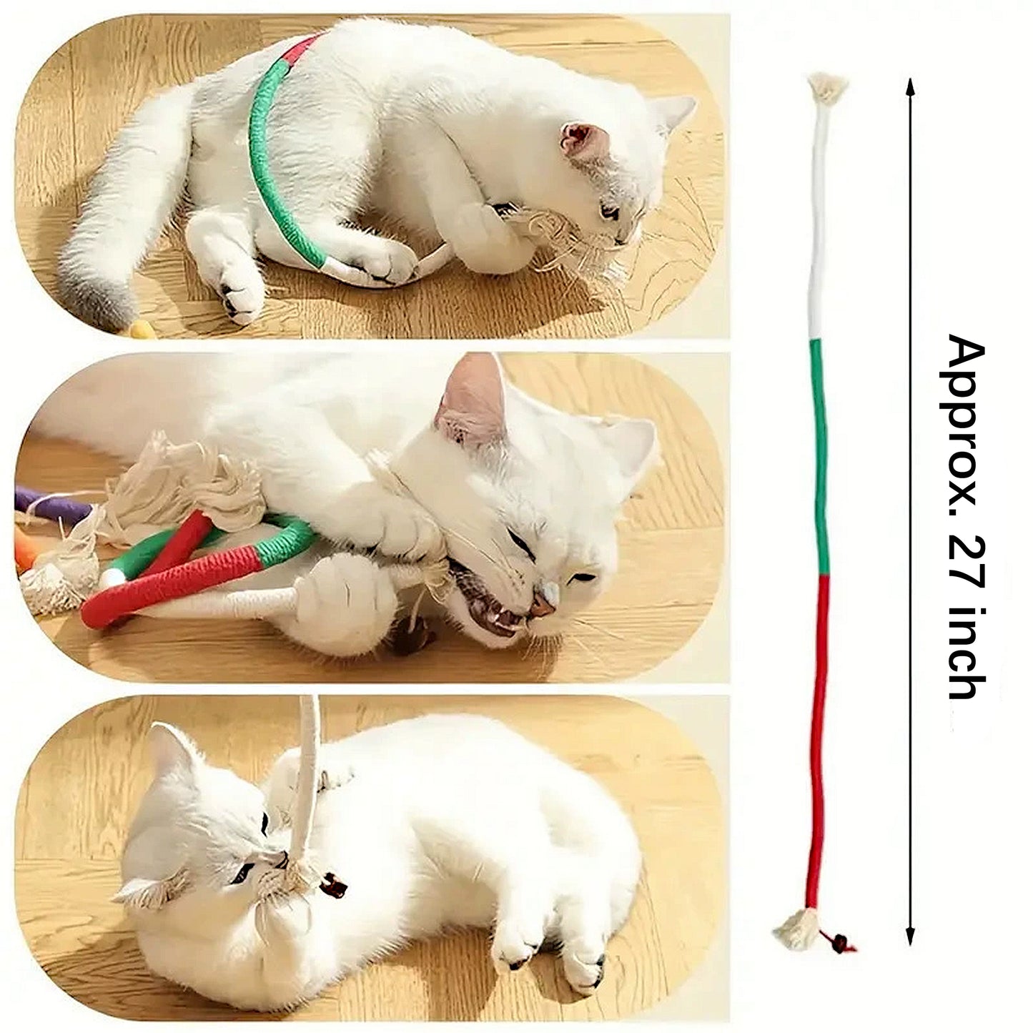 Cat Toys for Indoor Cats Interactive Catnip Rope Cat Toy Durable Cotton Chew Toy Teething Toy 3 Pack
