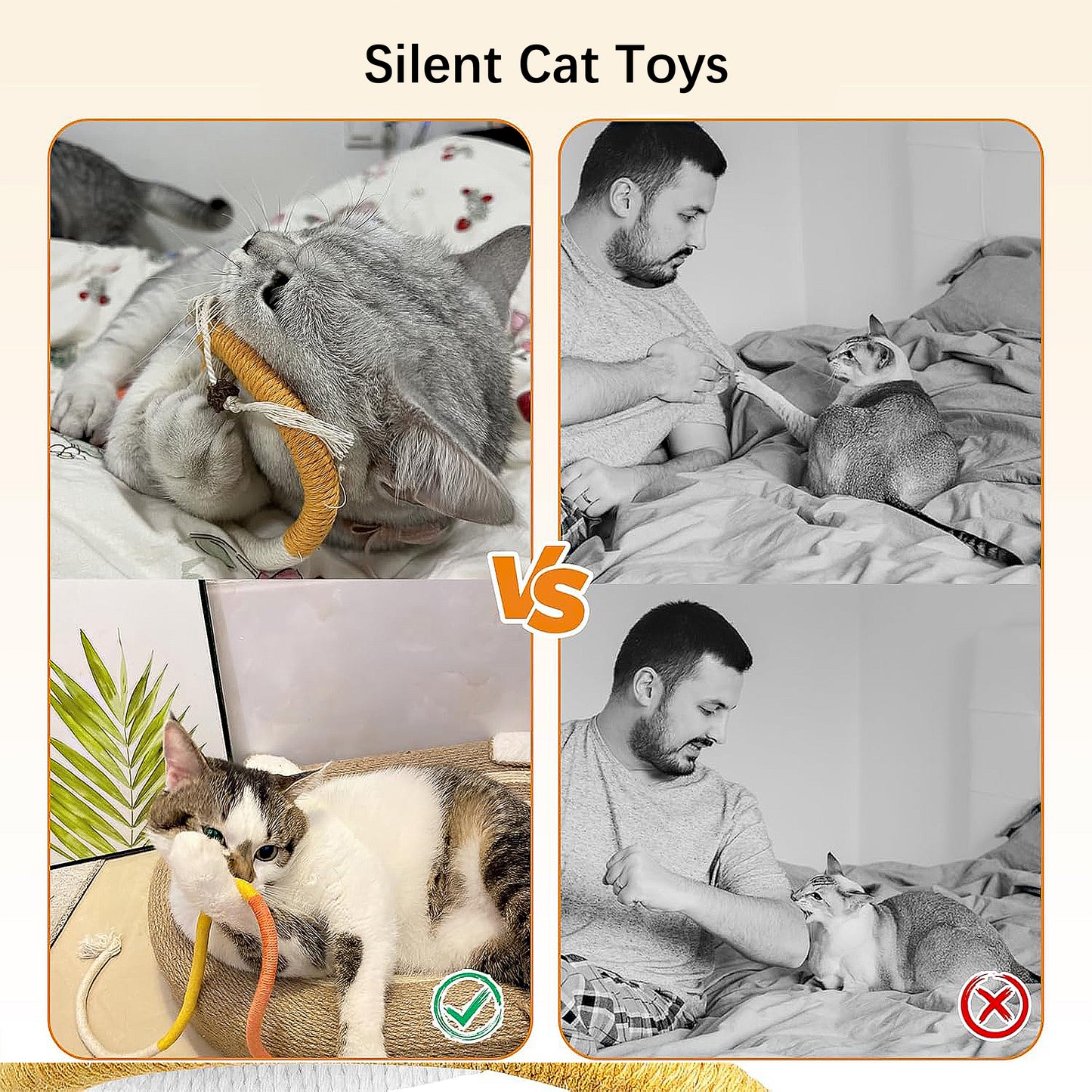 Cat Toys for Indoor Cats Interactive Catnip Rope Cat Toy Durable Cotton Chew Toy Teething Toy 3 Pack