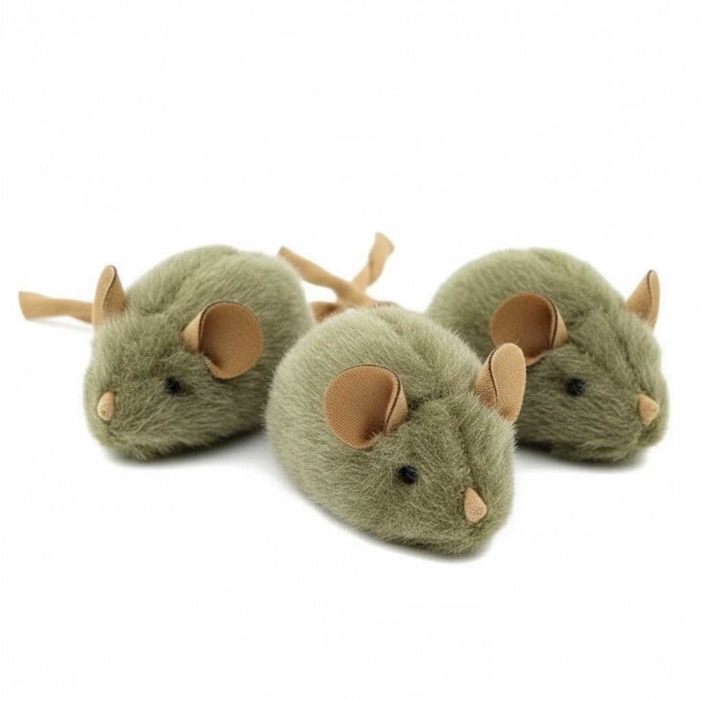 Plush Cat Toy Mice Interactive Squeaky Soft Mouse Toy for Indoor Cats