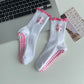 Non Slip Grip Yoga Socks Cute Embroidered Crew Socks Pilates Barre Socks Ruffle Trim Socks 3 Pack