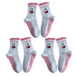 Non Slip Grip Yoga Socks Cute Embroidered Crew Socks Pilates Barre Socks Ruffle Trim Socks 3 Pack