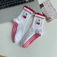 Non Slip Grip Yoga Socks Cute Embroidered Crew Socks Pilates Barre Socks Ruffle Trim Socks 3 Pack