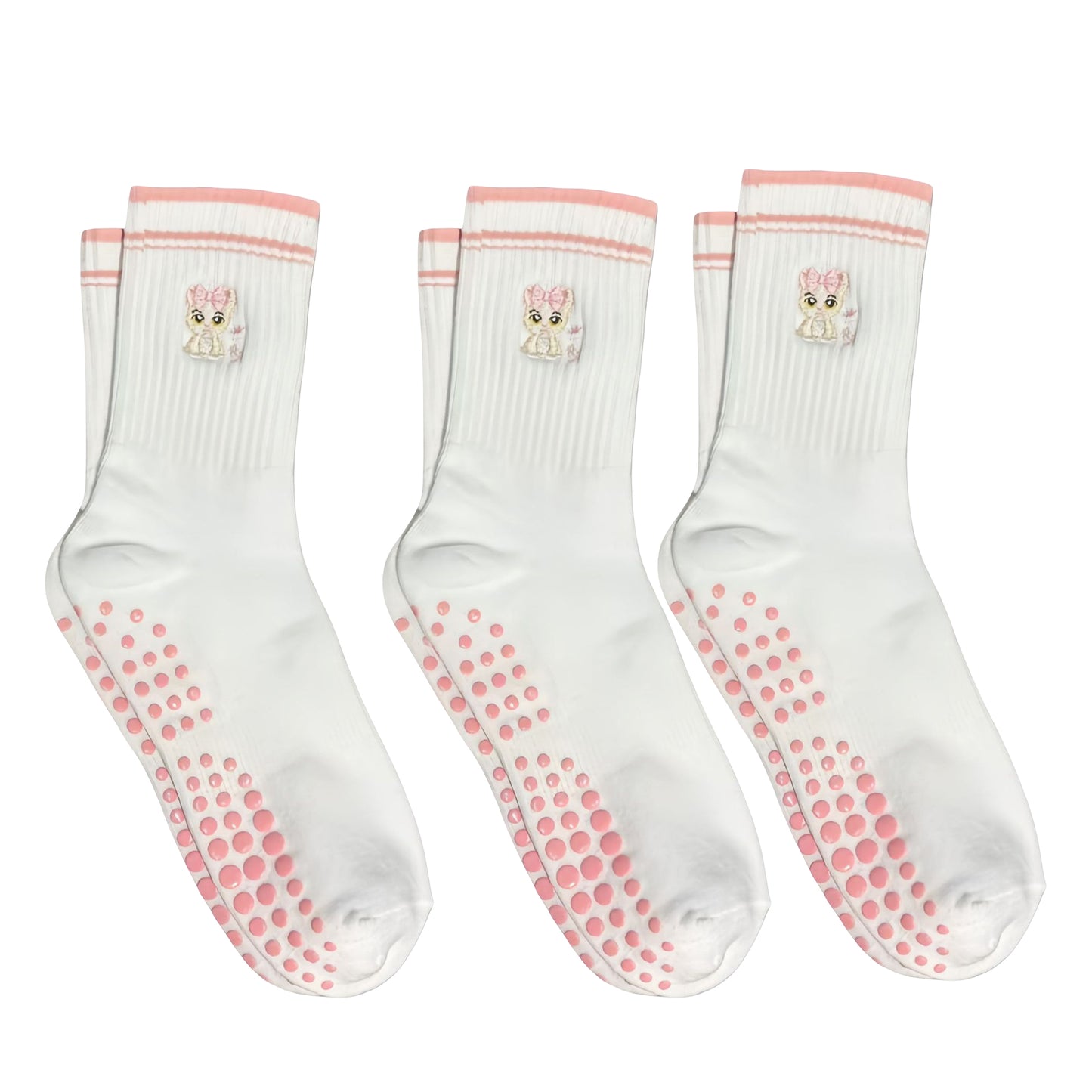 Non Slip Grip Yoga Socks Crew Socks Pilates Barre Dance Workout Breathable Athletic Socks 3 Pack
