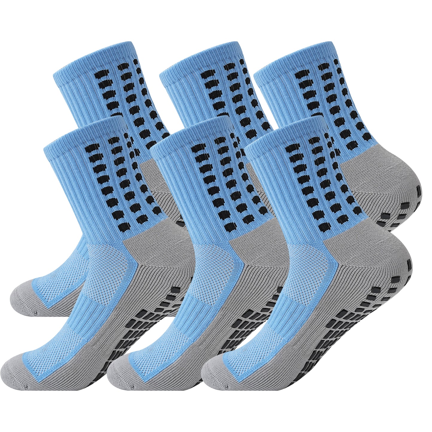 Unisex Non Slip Grip Athletic Socks with Arch Support Cushioned Sports Socks 3 Pack