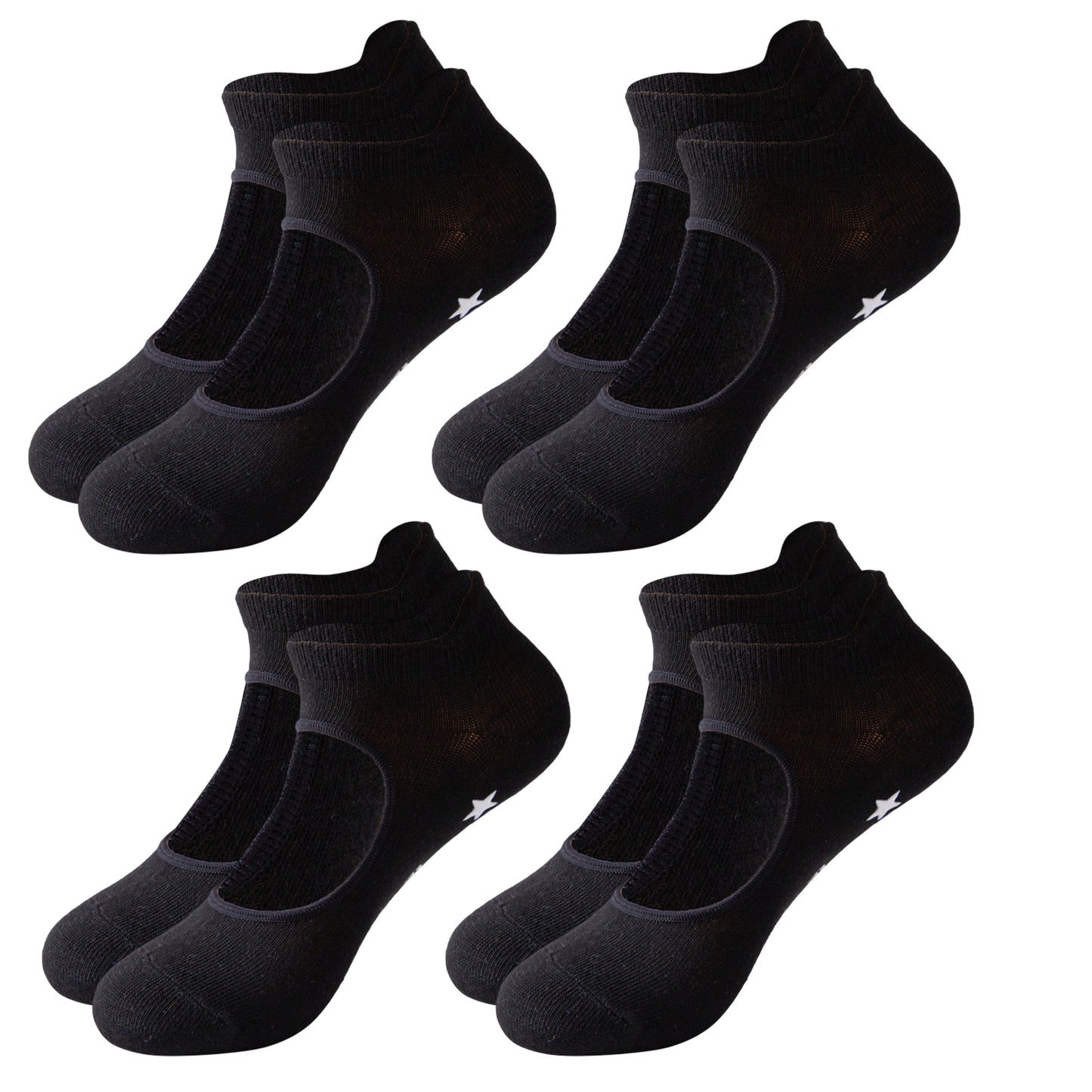 Non Slip Yoga Grip Socks Open Instep Pilates Barre Workout Socks Low Cut Athletic Socks 4 Pack