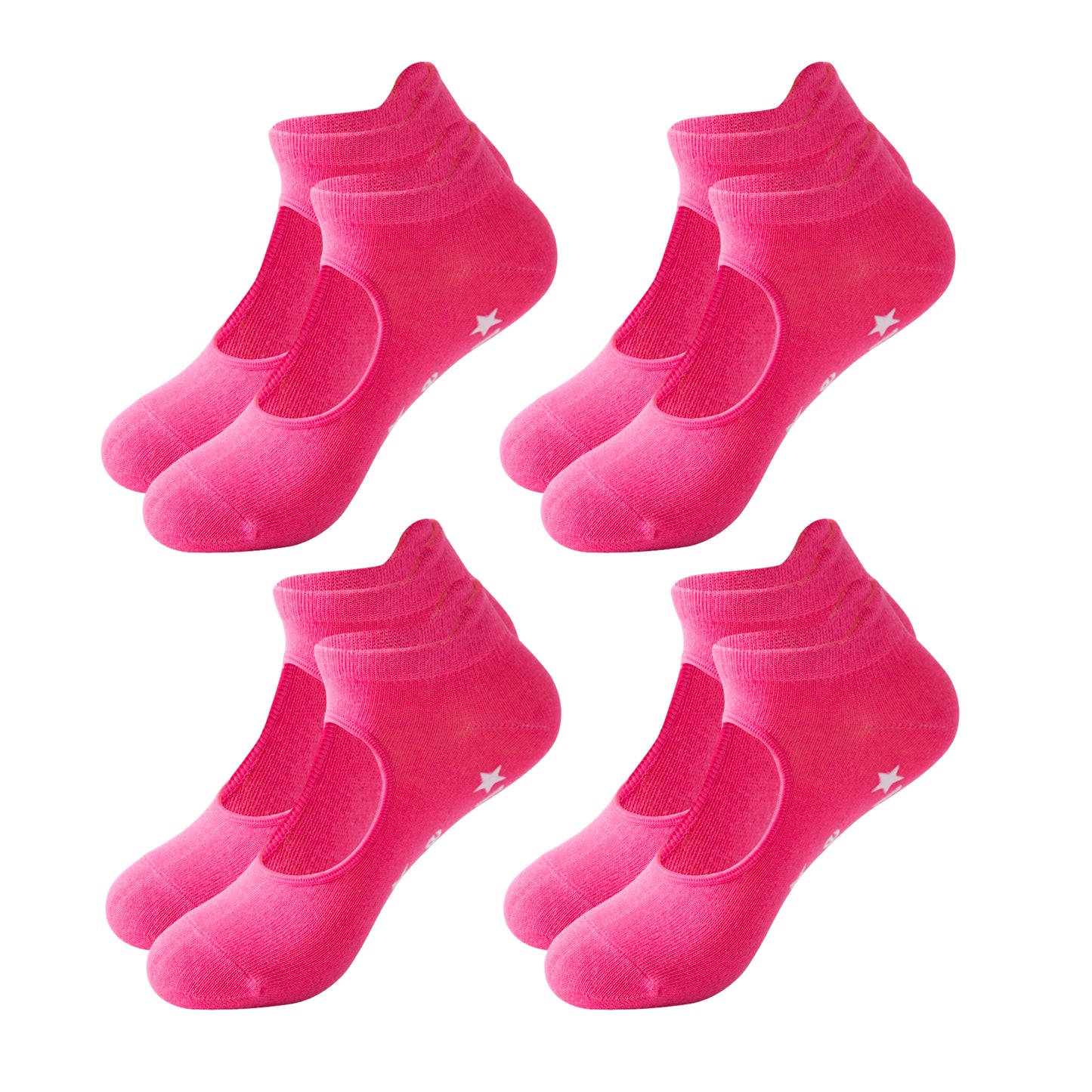 Non Slip Yoga Grip Socks Open Instep Pilates Barre Workout Socks Low Cut Athletic Socks 4 Pack