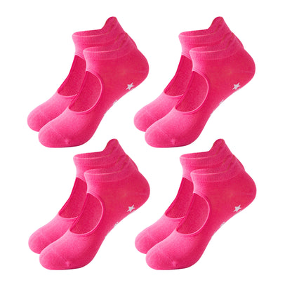 Non Slip Yoga Grip Socks Open Instep Pilates Barre Workout Socks Low Cut Athletic Socks 4 Pack