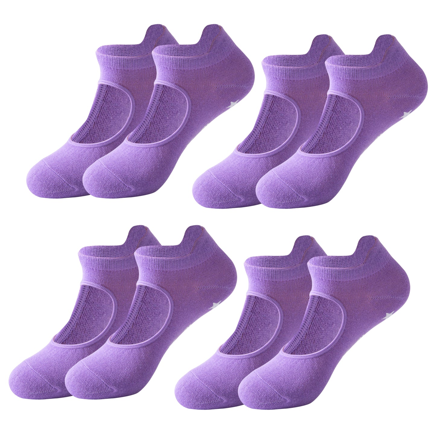 Non Slip Yoga Grip Socks Open Instep Pilates Barre Workout Socks Low Cut Athletic Socks 4 Pack