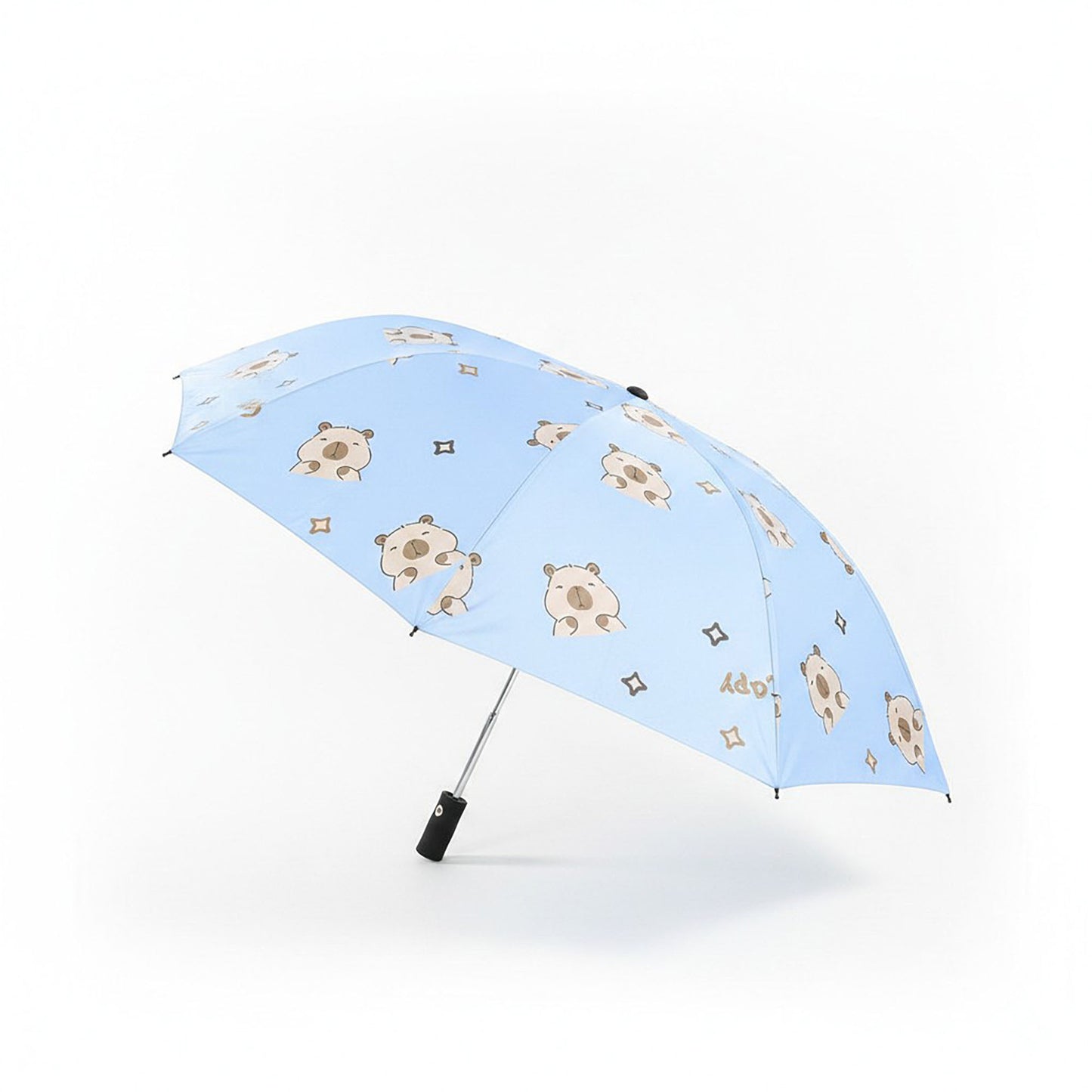 Bear Print Compact Folding Umbrella with Automatic Open and Matching Storage Sleeve