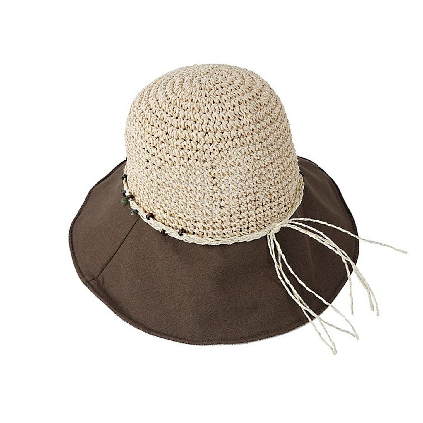 Wide Brim Straw Sun Hat Breathable Crochet Summer Hat with Decorative Band