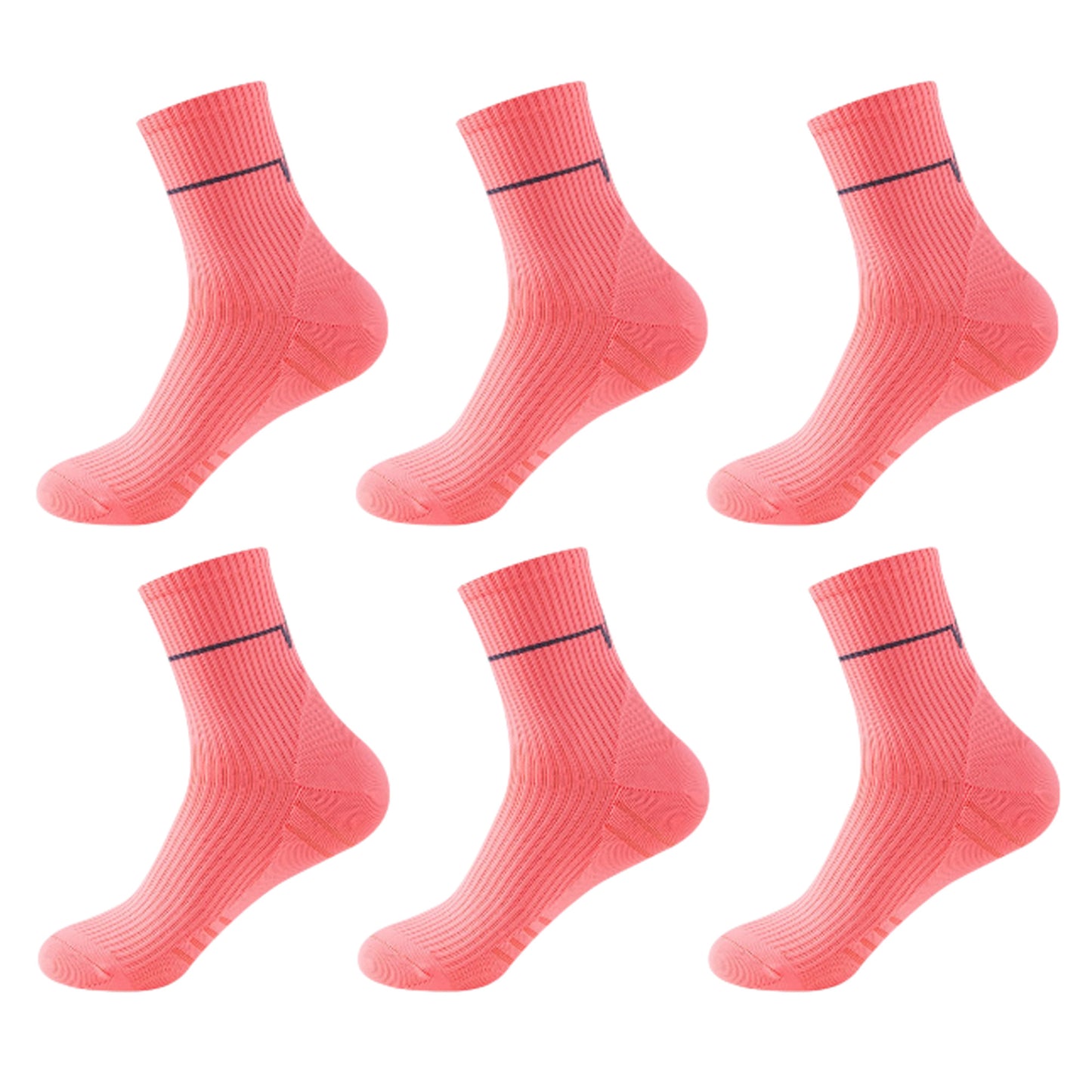 6pk Professional Athletic Socks - Ankle-Length Sports Socks with Elastic Cuff & Reinforced Design for Running & Gym