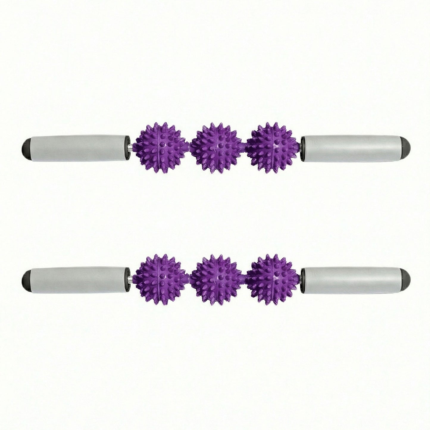 2-PC Handheld Massage Roller with Textured Therapy Balls for Deep Tissue Relief