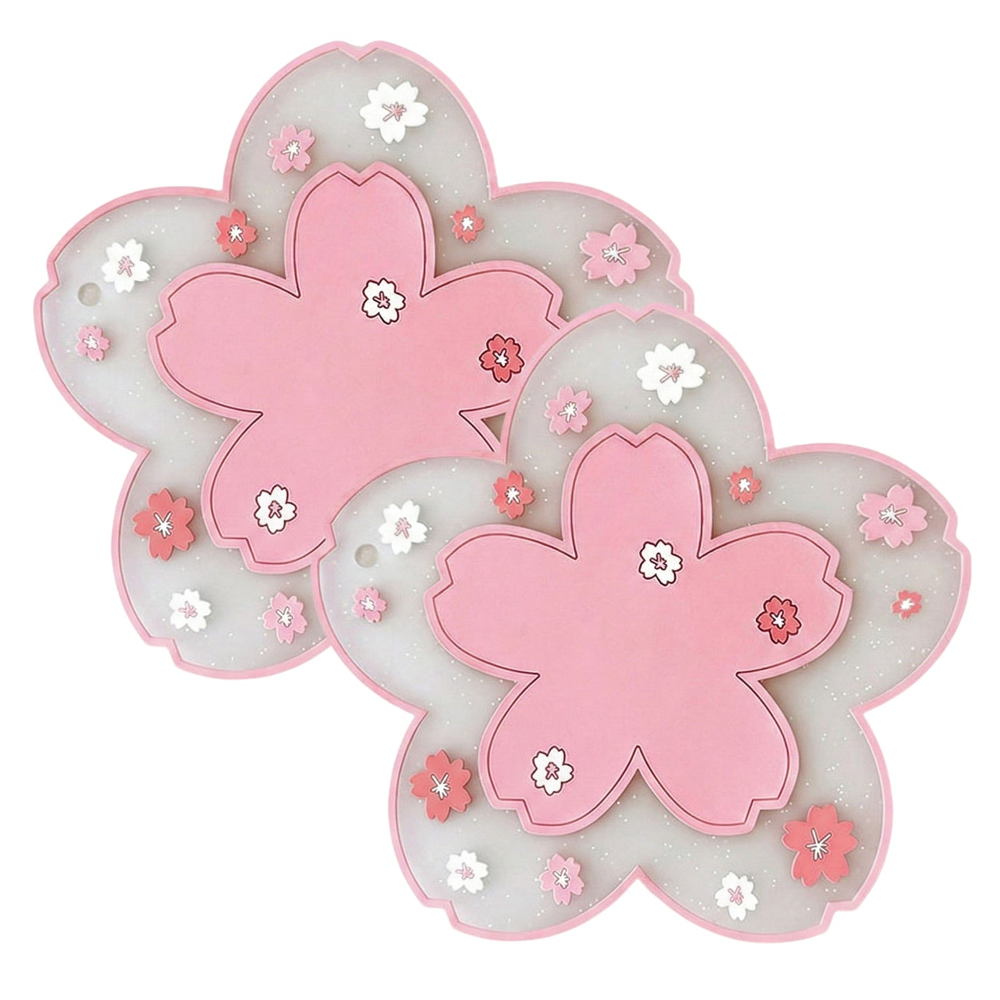 2-PC Cherry Blossom Flower Shaped Decorative Coaster Mat