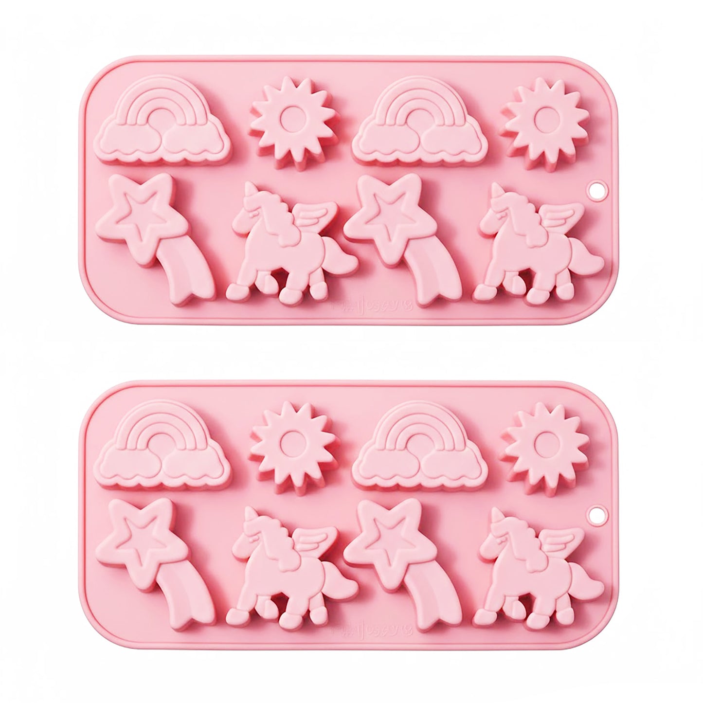 2-Piece Rainbow and Unicorn Silicone Baking Mold Set Nonstick Flexible Candy Dessert Mold