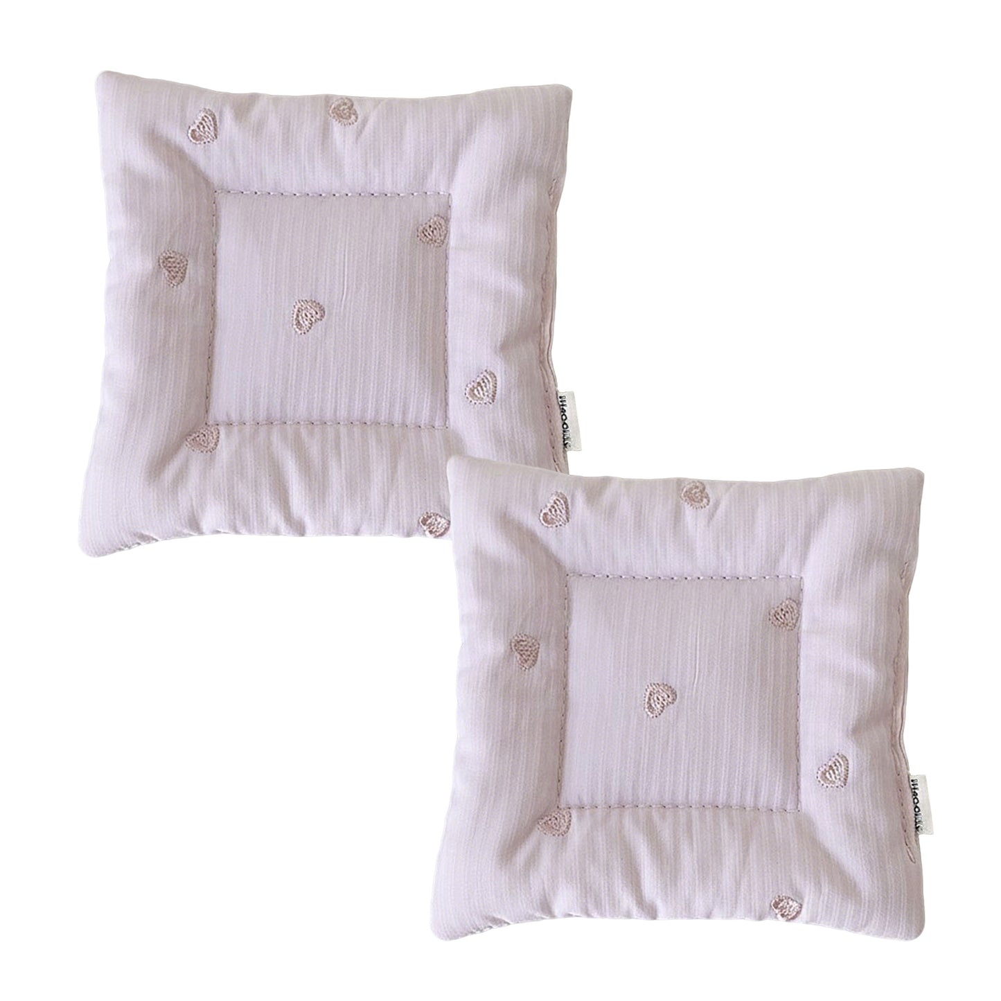 2-PC Square Fabric Cup Coaster with Soft Padded Design and Subtle Heart Embroidery