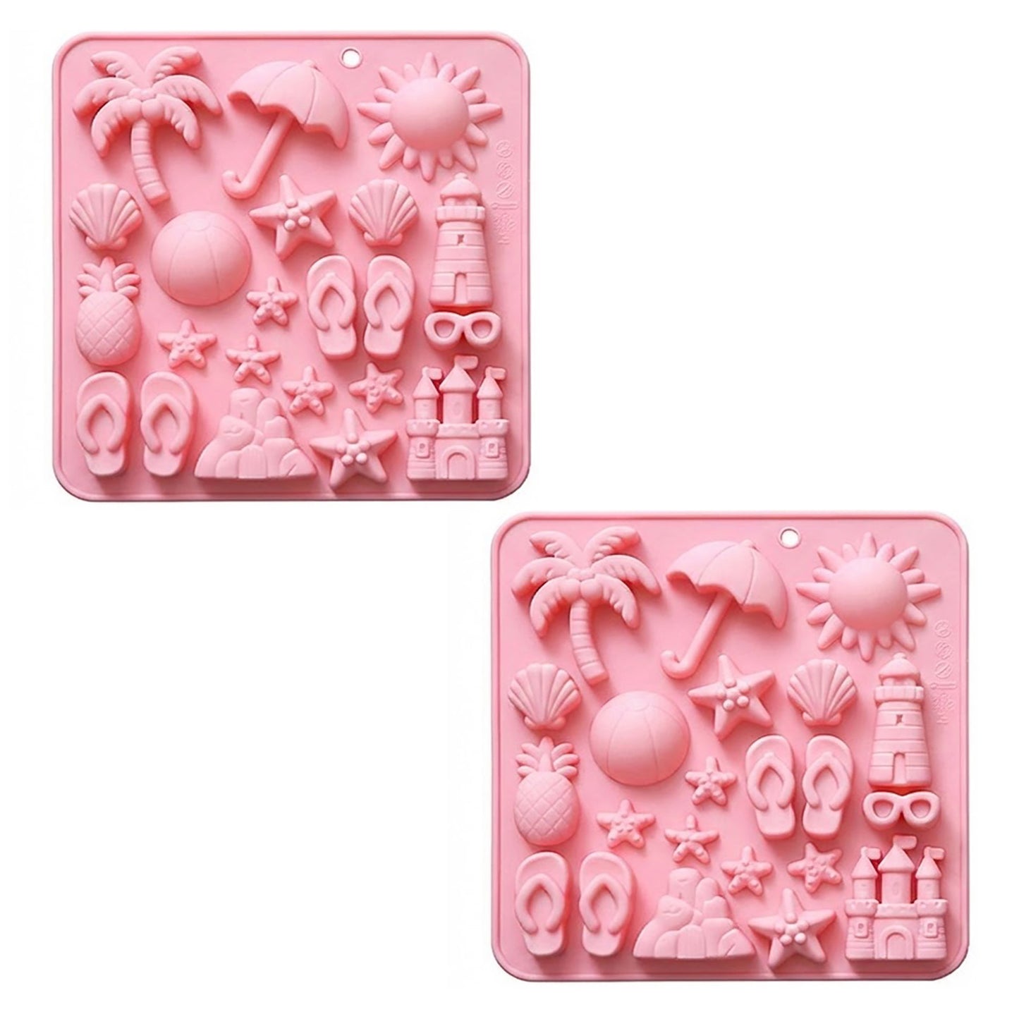 2-Piece Beach Silicone Baking Mold Set Nonstick Summer Shape Chocolate Candy Dessert Mold
