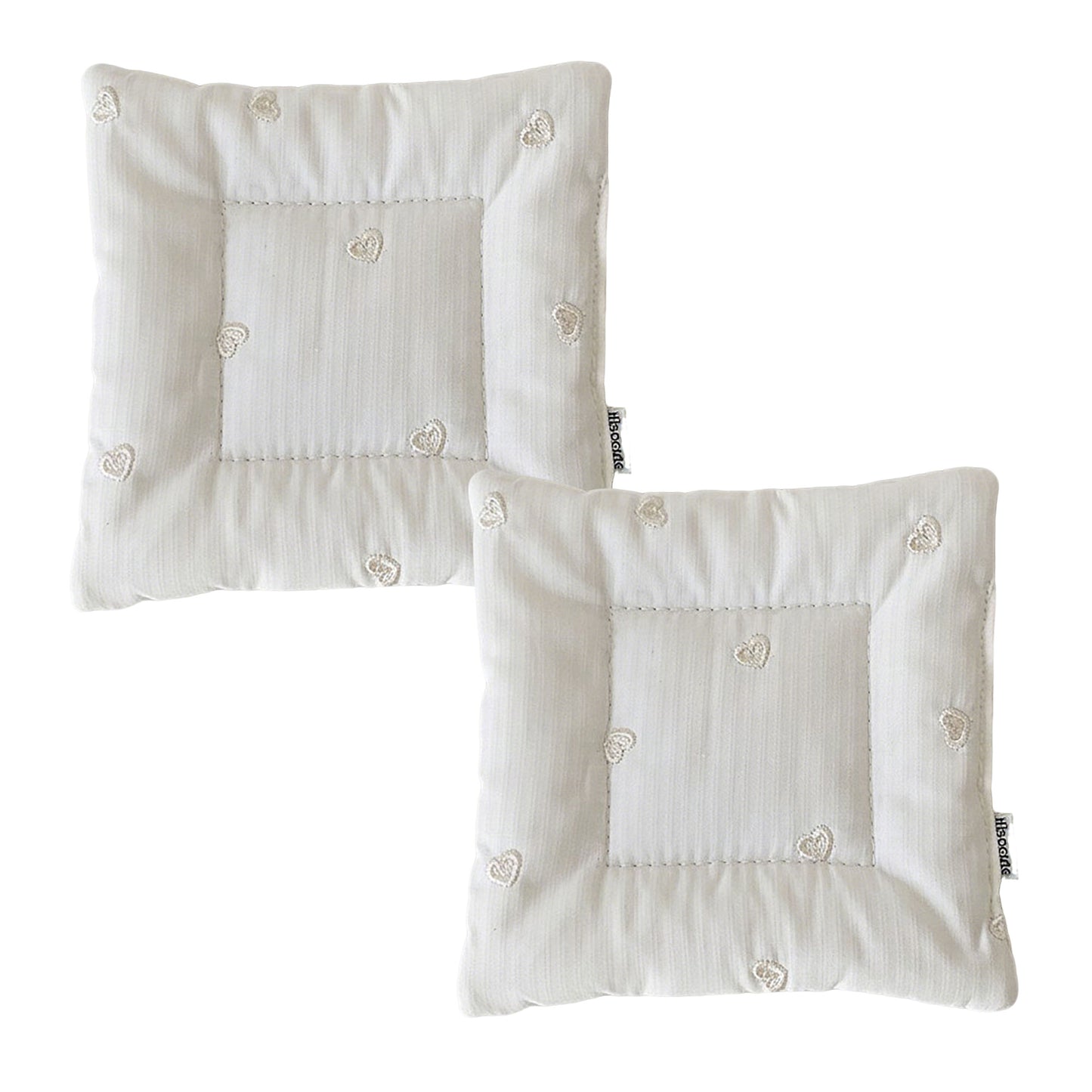 2-PC Square Fabric Cup Coaster with Soft Padded Design and Subtle Heart Embroidery