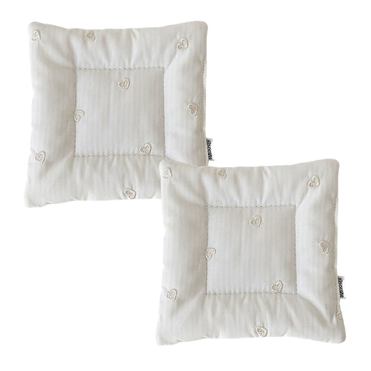 2-PC Square Fabric Cup Coaster with Soft Padded Design and Subtle Heart Embroidery