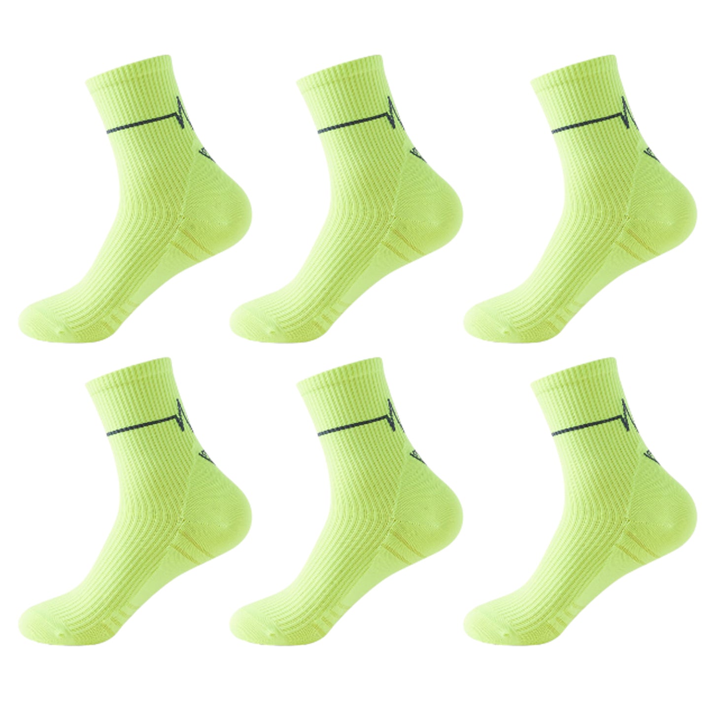 6pk Professional Athletic Socks - Ankle-Length Sports Socks with Elastic Cuff & Reinforced Design for Running & Gym