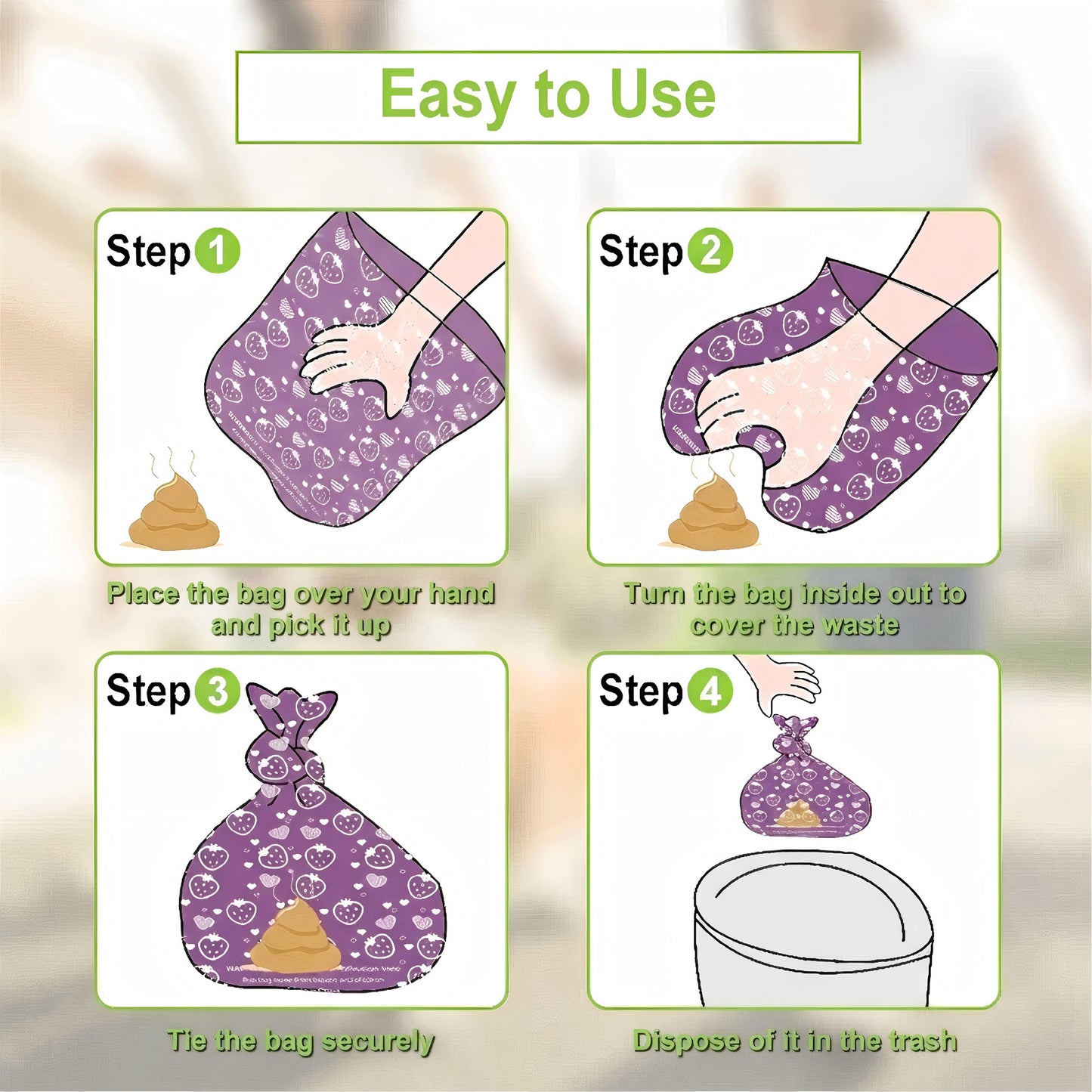 Biodegradable Dog Waste Bags 240 Bags in 16 Rolls with Dispenser Leakproof Easy Tear Cleanup Bags