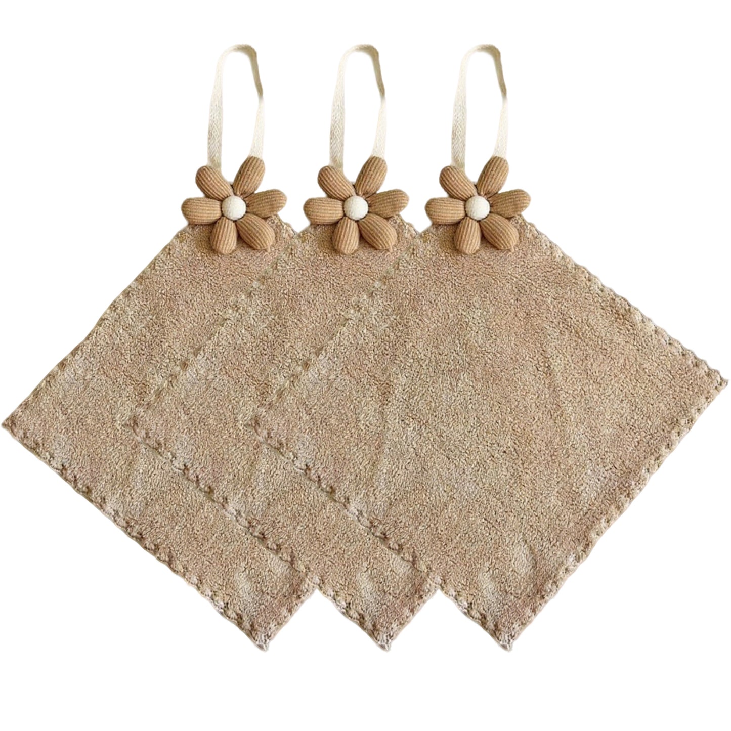 Soft Absorbent Hanging Washcloths 3 Pack Reusable Textured Cleaning Cloths